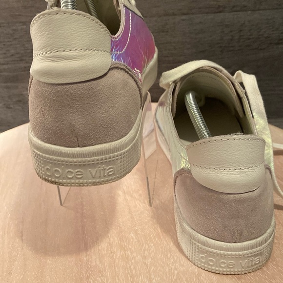 Dolce Vita Zaga Women’s Sneakers, Silver Iridescent Leather 8.5M - Picture 4 of 12